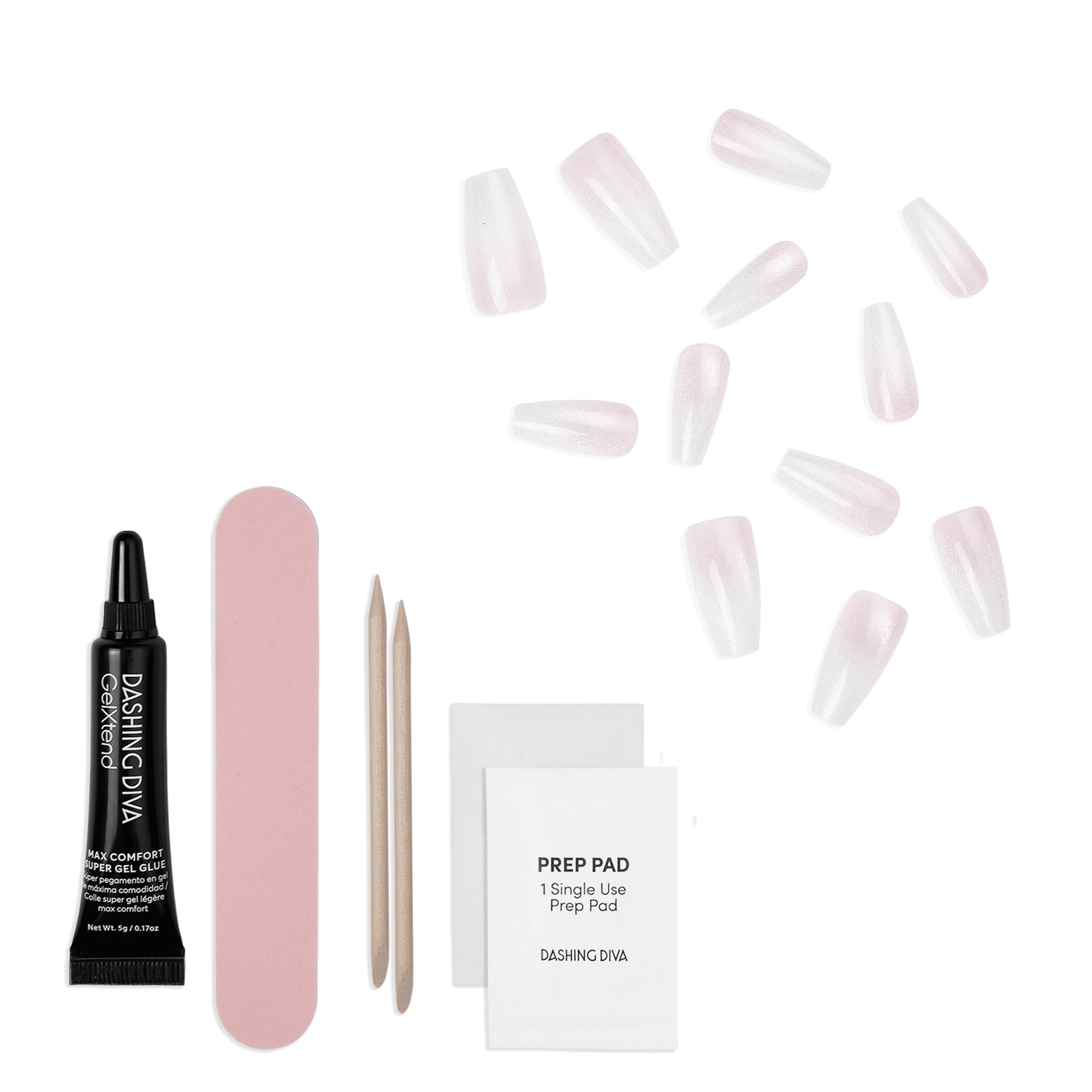 Dashing Diva GelXtend Nail Set - Airy Fairy - Shimmer Ombre Nails - Lasts Up to 14 Days - Gel Nails - No-Soak, Easy Removal - Image 3