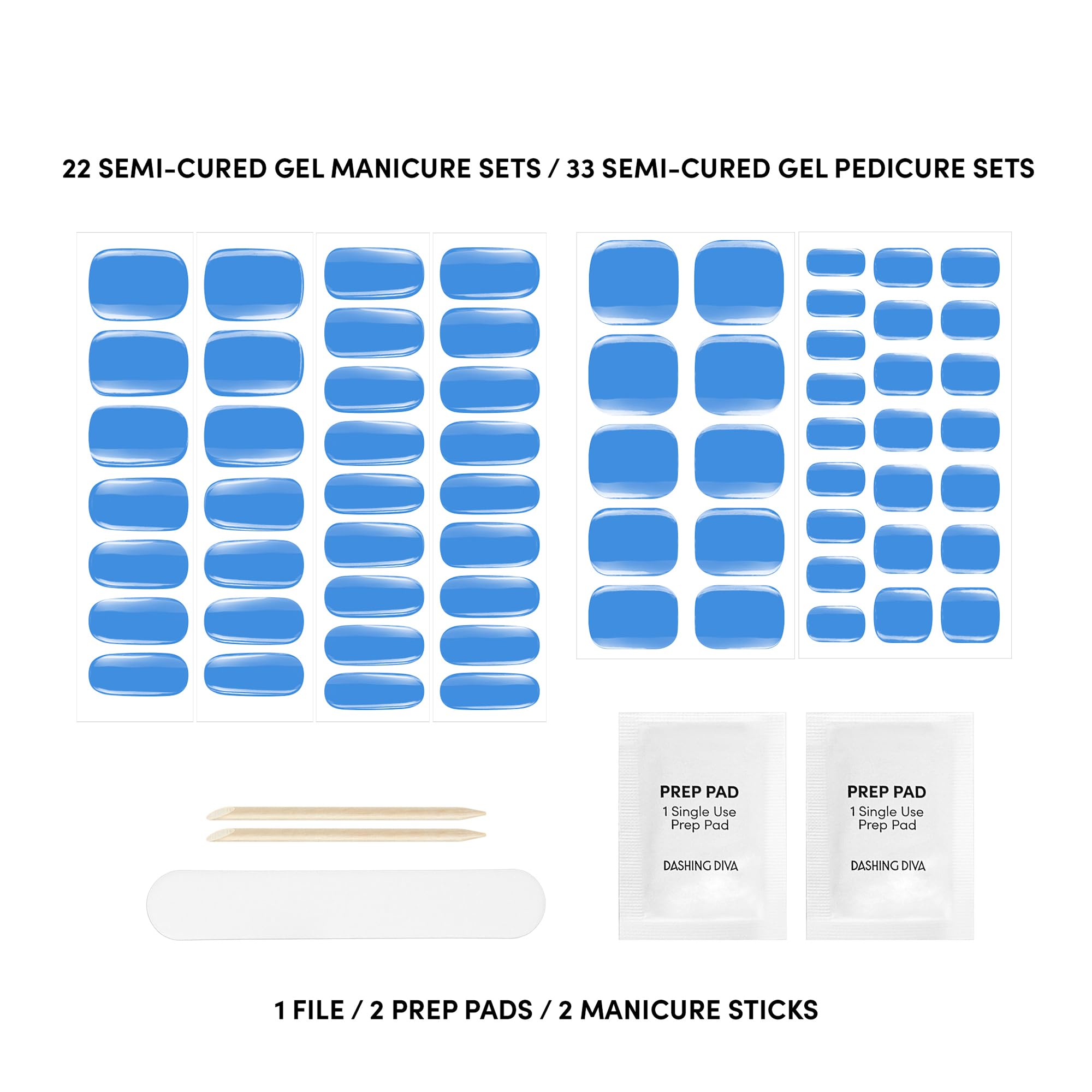 Dashing Diva Glaze Mani Pedi Kit - The Bitesize Blue Glaze - Comes with LED Nail Lamp - Long Lasting, Semicured Gel Nail Strips for Toes & Hands - Image 4