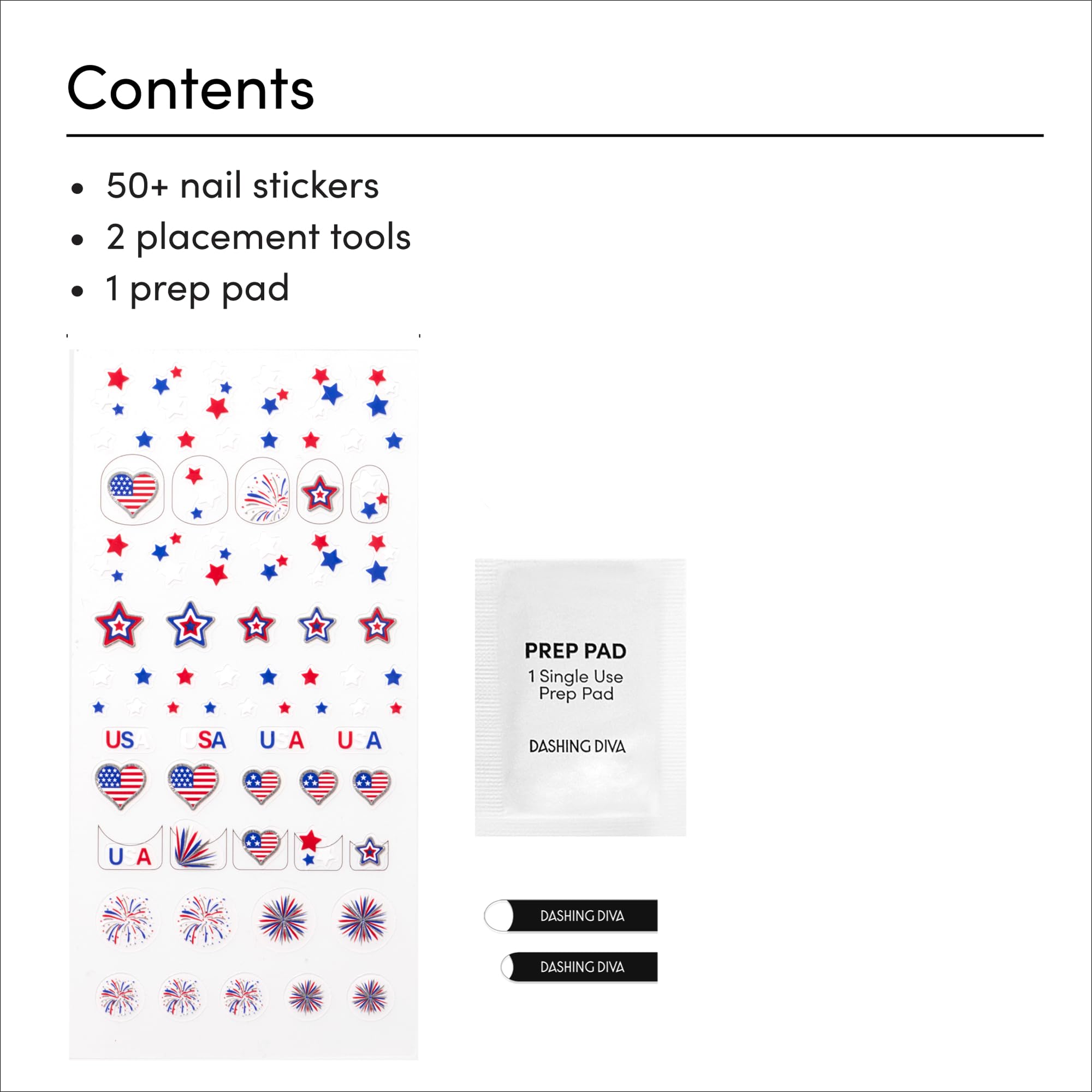 Dashing Diva Magic Pick Nail Stickers - Patriotic Magic - Premium Nail Art - Comes with 50+ Stickers and 2 Precision Placement Tools - Image 3